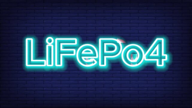 LifePo4 text word neon blue effect motion vedio hd