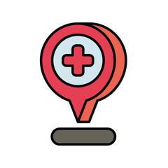 hospital color line icon with white background vector stock illustration