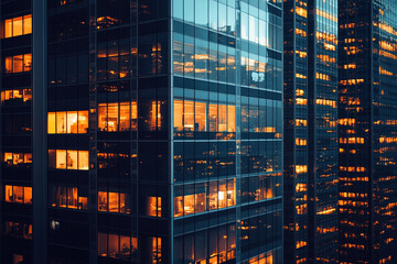 A close-up of a modern skyscraper with its windows