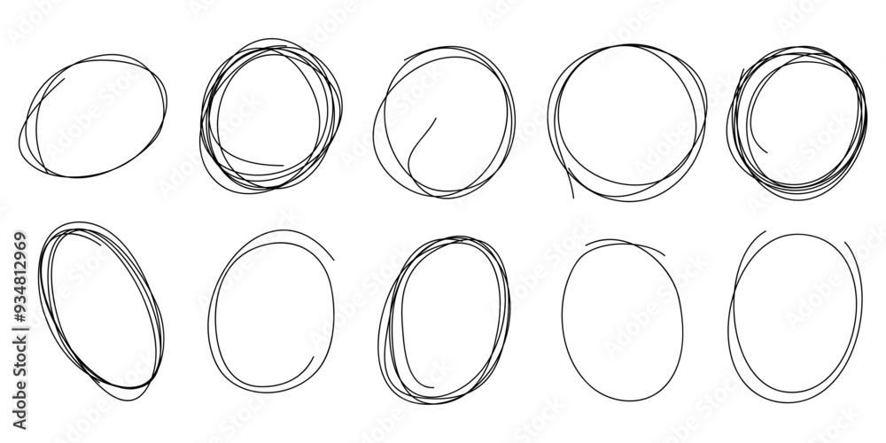 Poster hand drawn scribble line circles. doodle circular for message note mark design element. vector illus