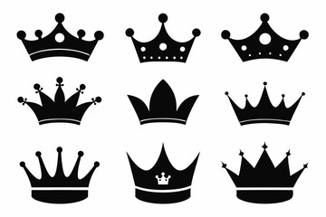 
Crown  silhouette vector set, Simple crown symbol bundle
