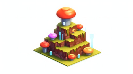 Naklejka premium Level Up game element 3d pixel cartoon