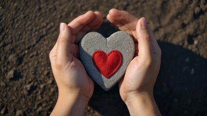 Obraz premium Dog paws with a heart-shaped patch and a human hand up close, from above. Conceptual illustration of a human and a dog's assistance, companionship, trust, and loveDog paws with a heart-shaped patch an