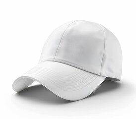 Fototapeta premium White Baseball Cap with Curved Brim and Stitching