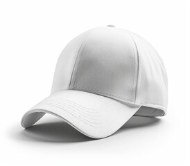 Fototapeta premium White Baseball Cap with Curved Brim and Stitching