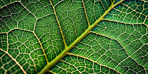Close up of futuristic veins on a leaf showcasing intricate network of textures and patterns