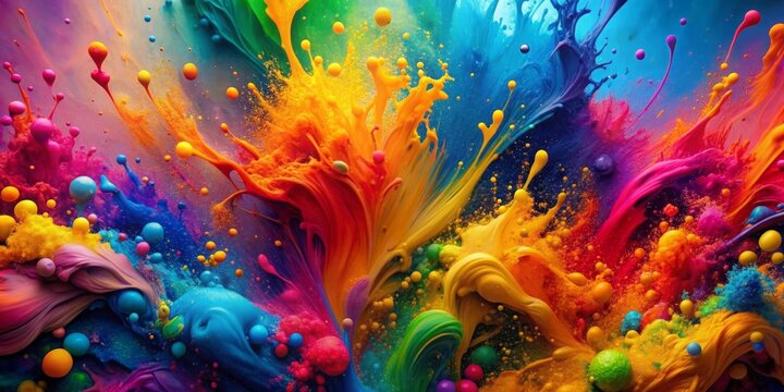 Vibrant and colorful 8k desktop wallpaper with paint splashes