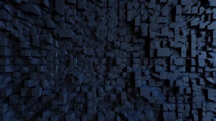 of a dark blue, three-dimensional, abstract pattern