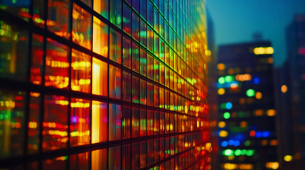 Obraz premium A close-up of a skyscraper with its windows reflex