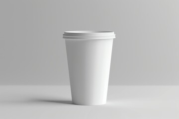 White Paper Cup with Lid on a White Background