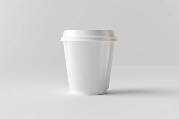 White Paper Cup with Lid on White Background