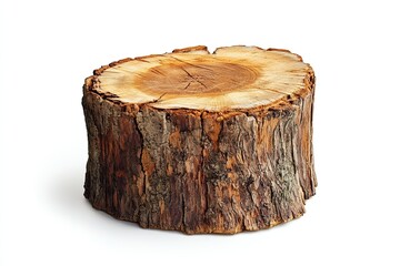 oak stump, log fire wood isolated on white background with clipping path