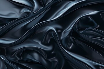 Fototapeta premium Abstract Draped Black Fabric with Smooth, Shiny Surface
