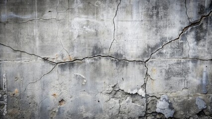 Fototapeta premium Cracked and scratched grey cement concrete wall with grunge texture