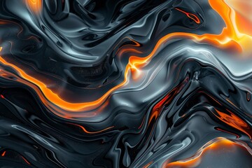 Obraz premium Abstract Swirling Pattern with Orange and Black Liquid
