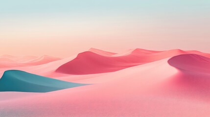 A desert scene with pastel-colored sands and sky, blending into a mirage that fades into the distance.