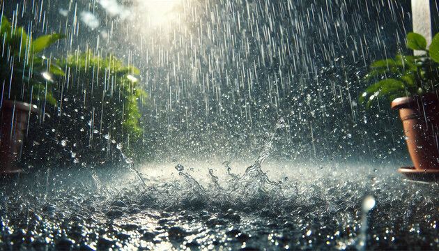ゲリラ豪雨の風景画