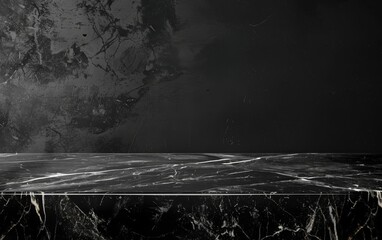 Black Marble Countertop with Distressed Background