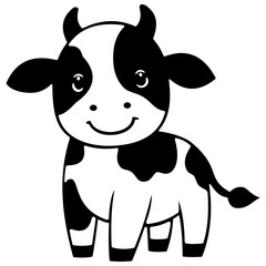 Cute and easy to use cow cartoon character design isolated on white background.