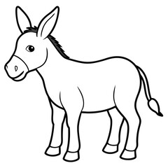 Black and white illustration for coloring animal  Donkey vector