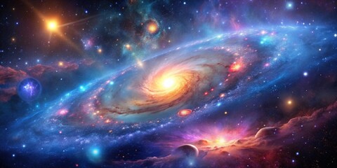 Fototapeta premium A stunning stock photo of deep space with vibrant galaxies and sparkling stars