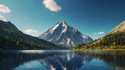 Mountain of Traveler Lake. This illustration is a 3D render.