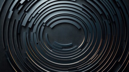 Fototapeta premium Abstract circular design featuring concentric lines on a dark background, perfect for modern artwork and creative projects.