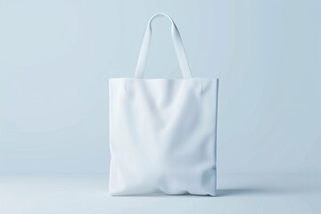 White Tote Bag Mockup on Light Blue Background