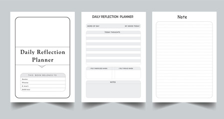 Editable Daily Reflection  Planner Kdp Interior printable template Design.
