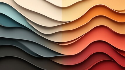 Fototapeta premium Colorful waves of paper create a dynamic and artistic background, perfect for design and creative projects.