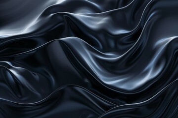 Abstract Black Fabric Drapery with Smooth Waves and Folds