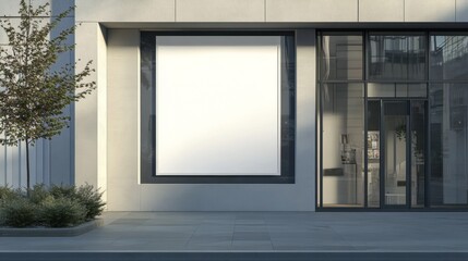 Shopfront Display. White Mockup Poster in Window