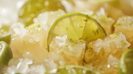 Glace and diced lime as brew drink dessert