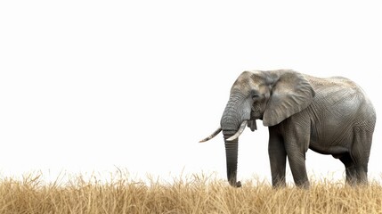 Fototapeta premium Elephant standing in tall grass.