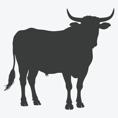 Majestic Oscar Ox Silhouette Vector Illustration