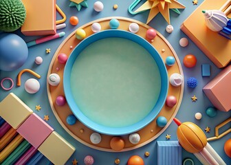 Obraz premium Colorful Back to School Supplies Arranged in a Circular Pattern on a Blue Background