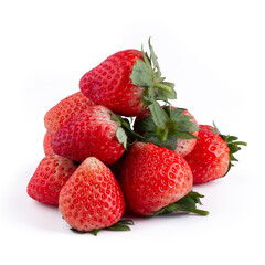 Fresh strawberries isolated on a white background.