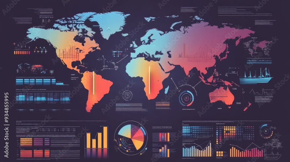 Poster infographic design components featuring pie charts and a step-by-step diagram using circles. the lay