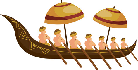 snake boat with oarsmen for onam celebration
