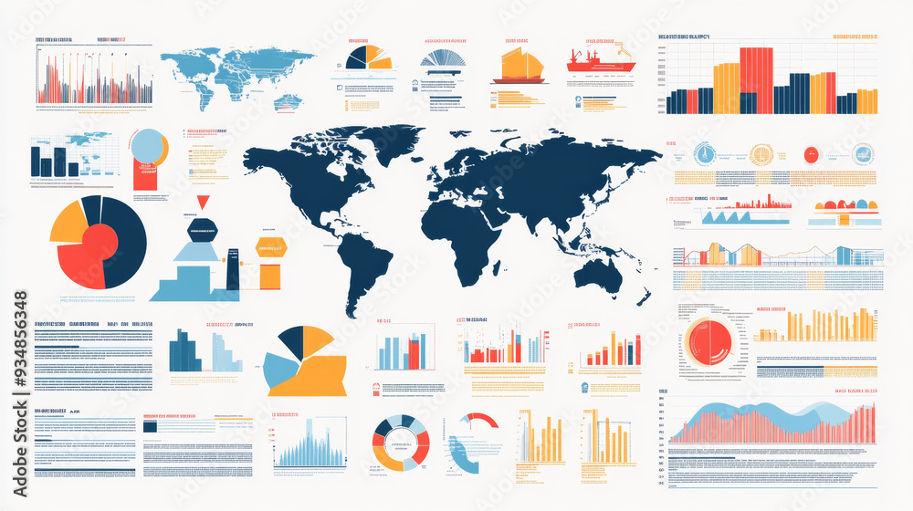 Poster infographic design components featuring pie charts and a step-by-step diagram using circles. the lay