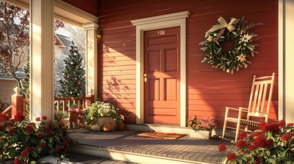 Fototapeta premium Christmas Porch Decor.