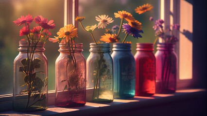 flowers in a glass vase