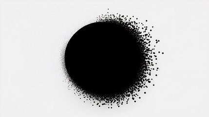 Vector depiction of a black hole where the Schwarzschild radius is a 3D shadow ring with 2D particles orbiting just outside showing the balance between gravity and light at the event horizon