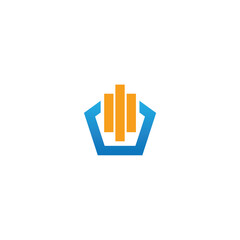 Polygon shape graph business logo