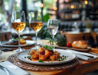 Gourmet tapas selection served in a luxurious restaurant, fine dining experience