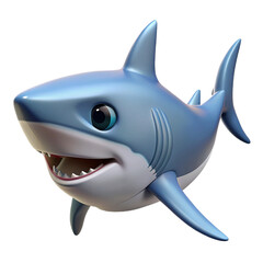 Obraz premium 3d shark illustration on Transparent PNG. Generative AI