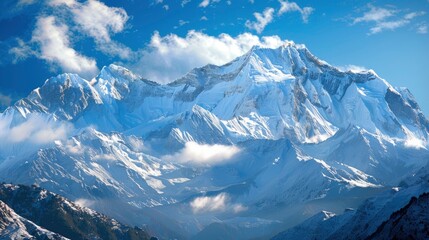Obraz premium photo of snowy mountain peaks , ai