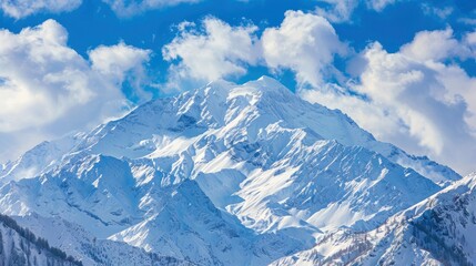 Obraz premium photo of snowy mountain peaks , ai