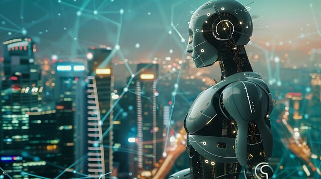 Growth city combined with a smart city and a model robot