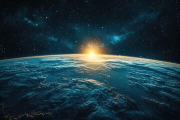 Fototapeta premium Sunrise over the Earth from space
